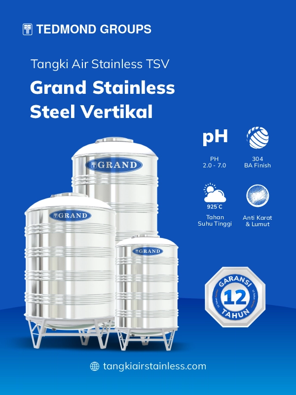 Tangki Air Stainless Grand, Berkualitas Tinggi 