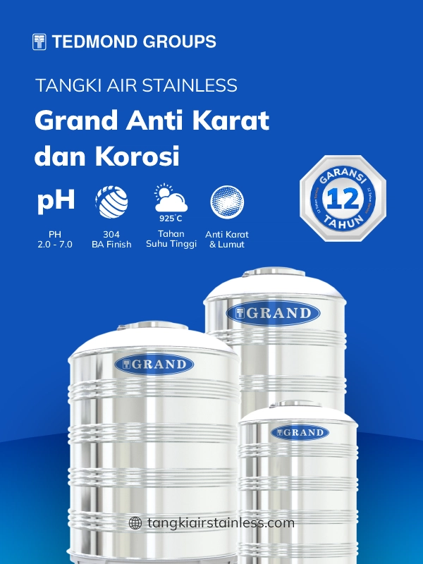 Rekomendasi Tangki Air Stainless Vertikal Anti Karat dan Korosi