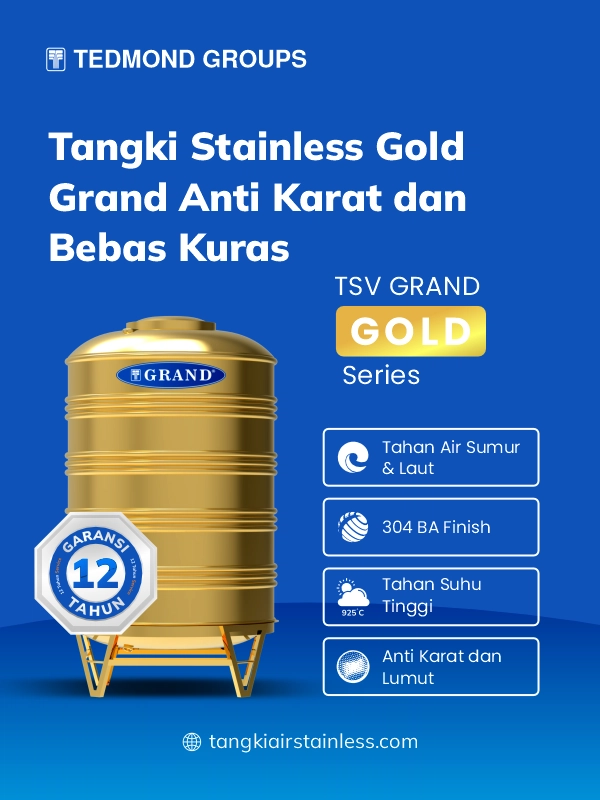 Tangki Stainless Gold Grand Anti Karat dan Bebas Kuras