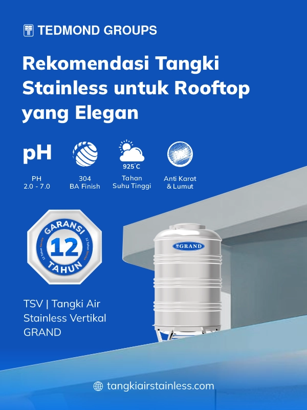 Rekomendasi Tangki Stainless Untuk Rooftop Yang Elegan