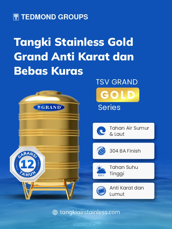 Rekomendasi Tangki Stainless Gold Grand: Anti Korosi & Tampilan Elegan