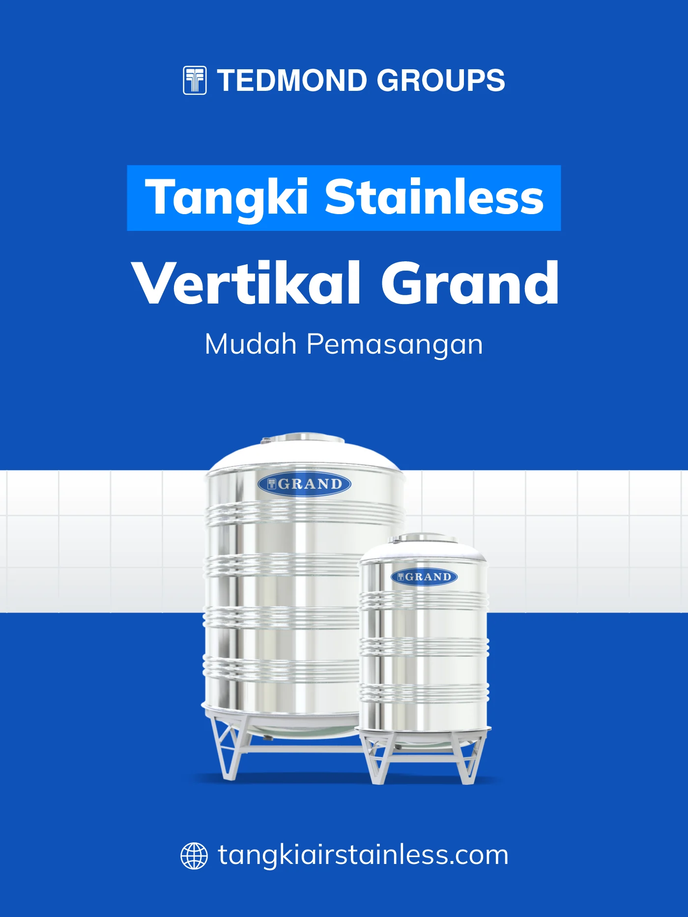 Tangki Stainless Vertikal Grand Mudah Pemasangan
