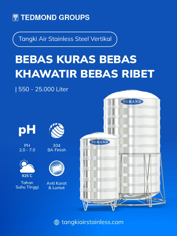 Tangki Stainless Grand, Anti Karat dan Korosi