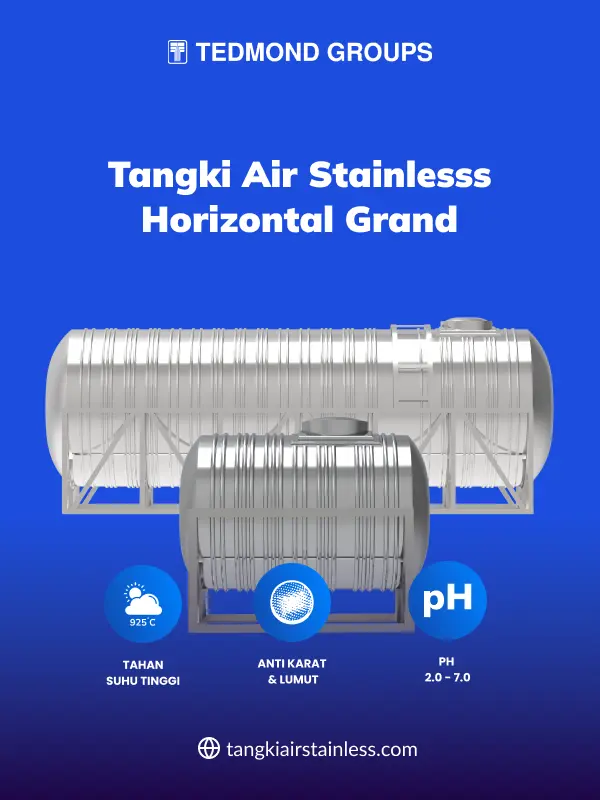 Tangki Air Stainless Horizontal Grand