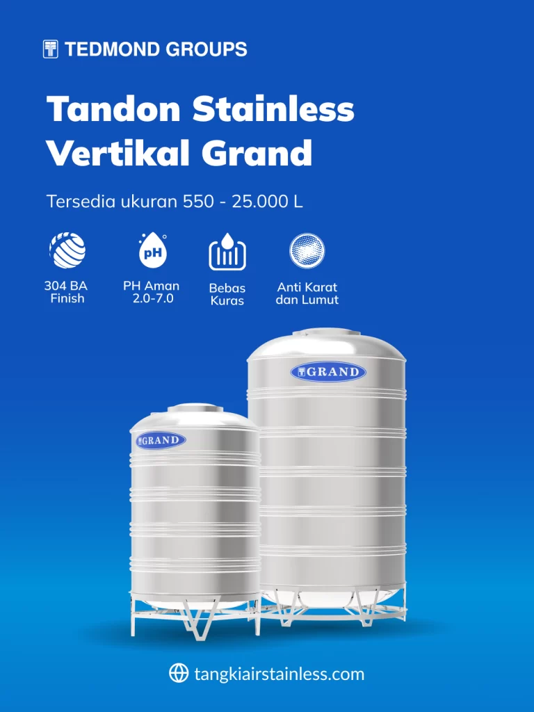 Tangki Stainless Vertikal Grand untuk Usaha Perikanan