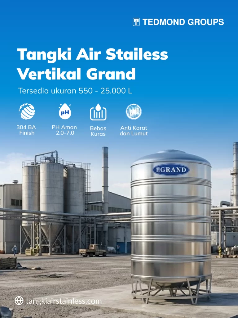 Tangki Air Stainless Vertikal Grand, Tangki Bebas Kuras