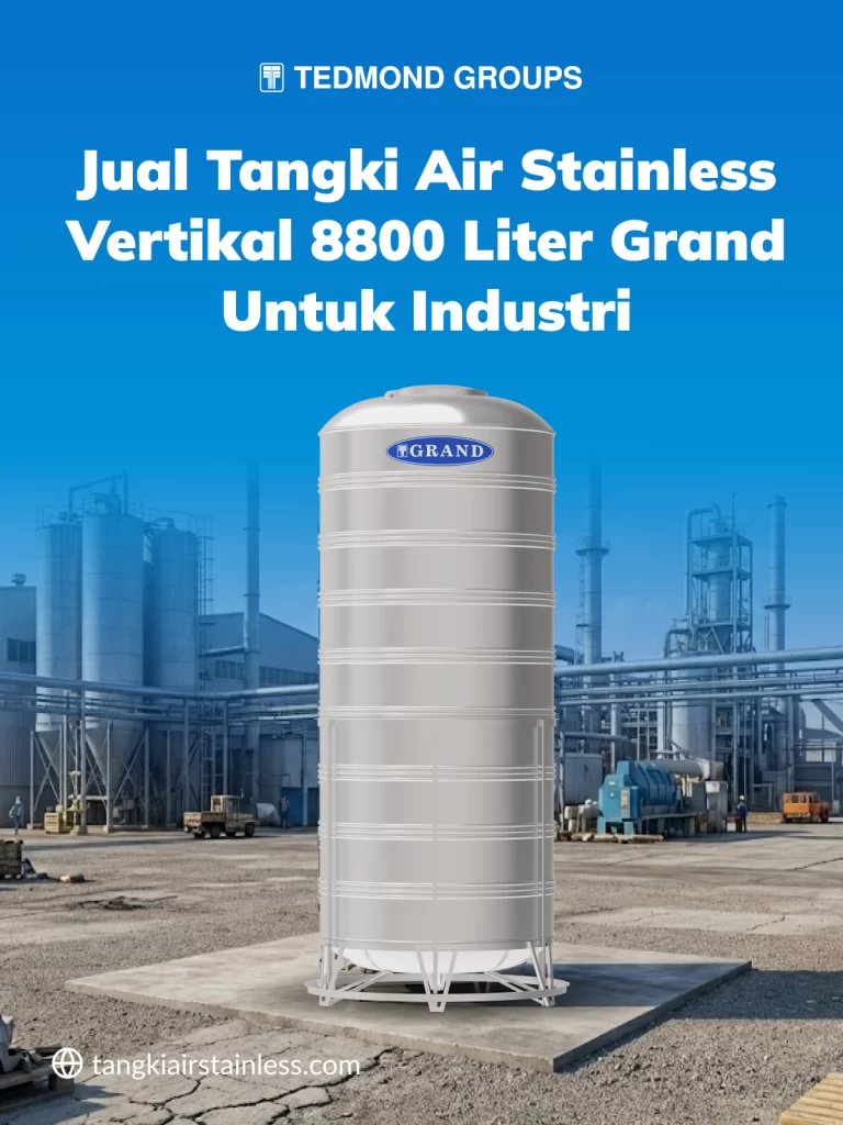 Jual Tangki Air Stainless Vertikal 8800 Liter Grand untuk Industri