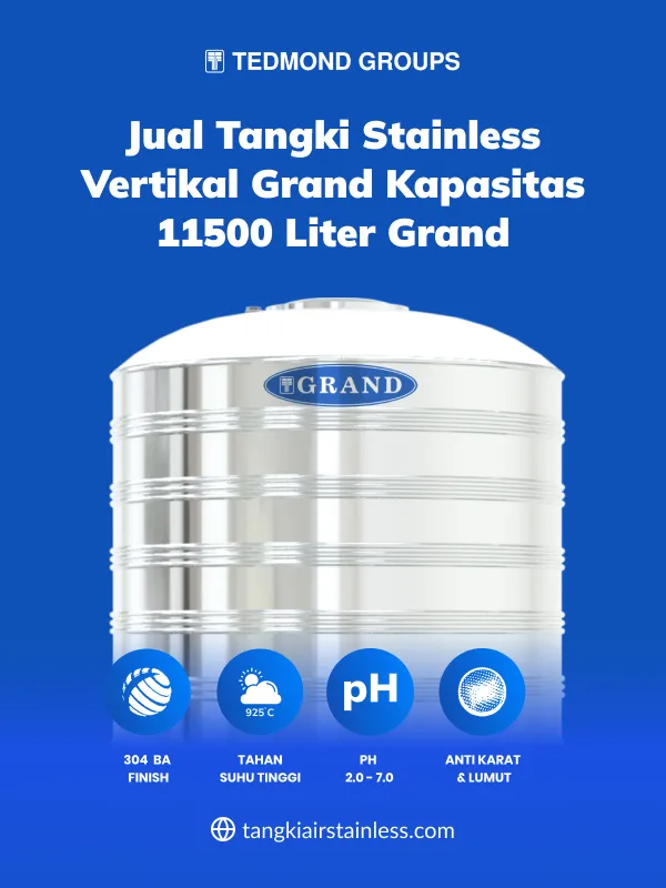 Jual Tangki Stainless Vertikal Grand Kapasitas 11500 Liter