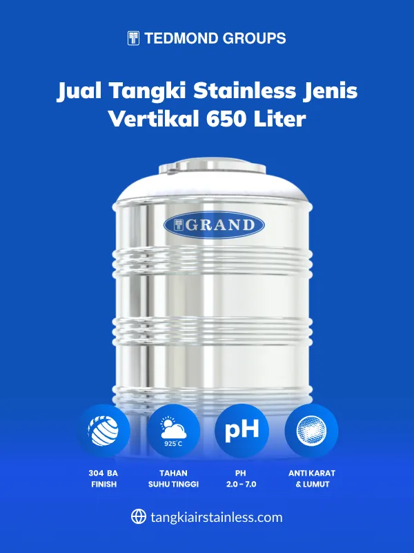 Jual Tangki Stainless Jenis Vertikal 650 Liter