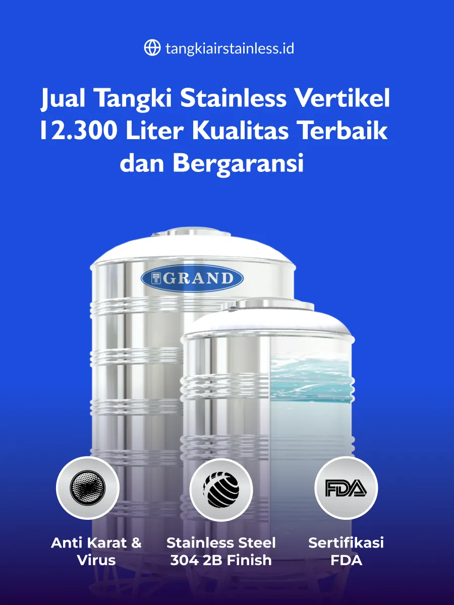 Jual Tangki Stainless Vertikel 12.300 Liter Kualitas Terbaik dan Bergaransi
