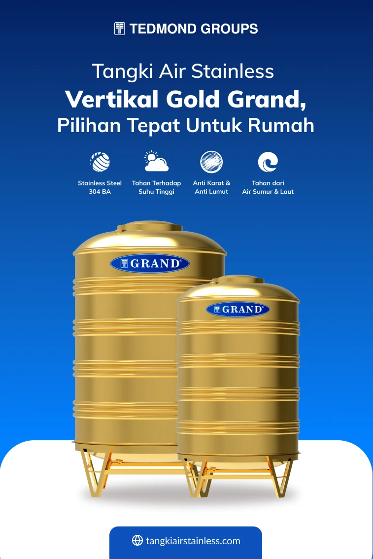 Tangki Air Stainless Vertikal Gold Grand, Pilihan Tepat untuk Rumah